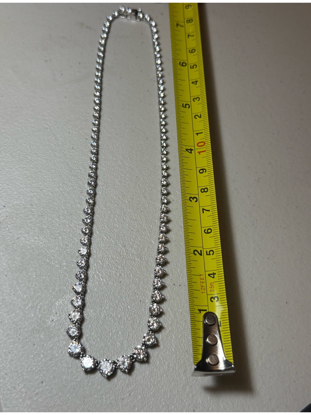 Sterling Silver 925 ILU Graduated Cubic Zirconia Tennis Necklace - Picture 5 of 6